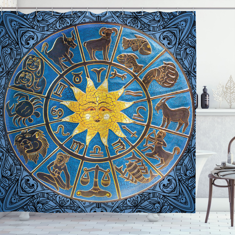 Zodiac Signs Circle Sun Shower Curtain