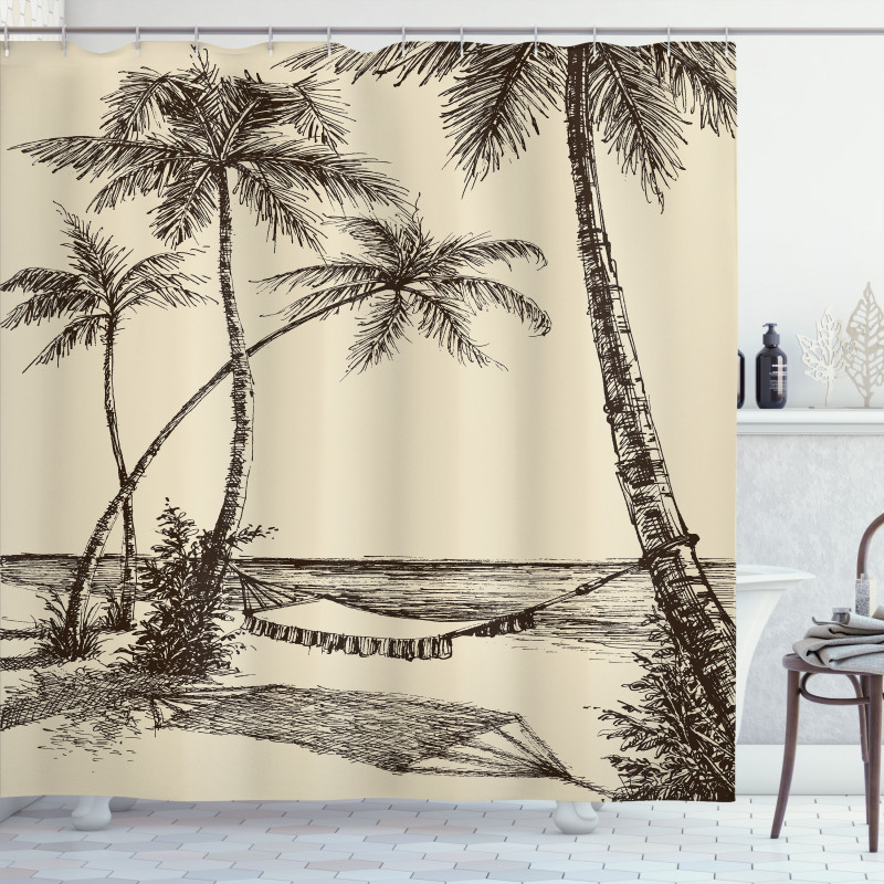 Hammock on Sandy Beach Shower Curtain