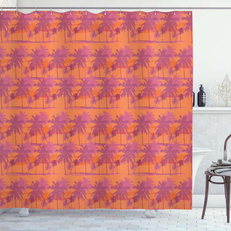 Palm Tree Pattern Vacation Shower Curtain