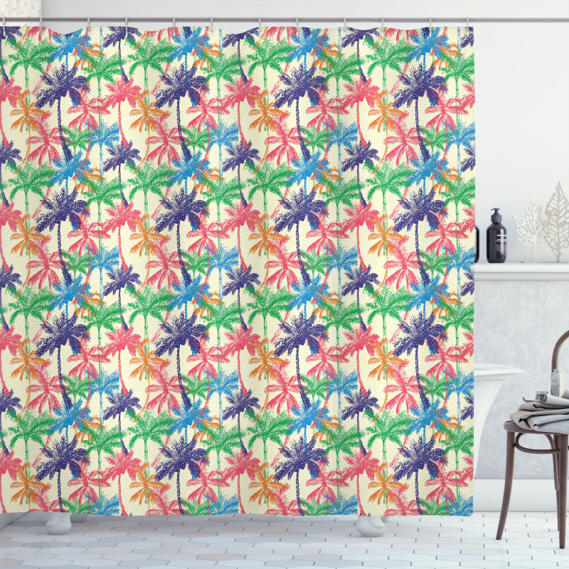 Vibrant Tropic Palm Trees Shower Curtain