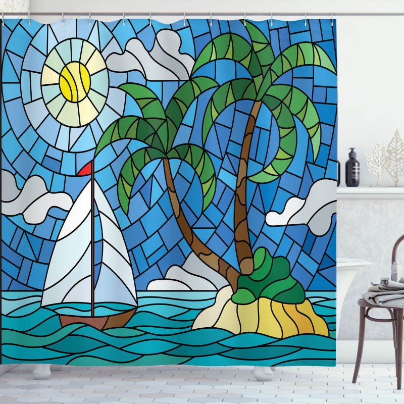 Stained Glass Mosaic Style Shower Curtain