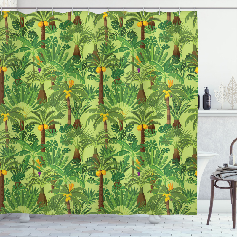 Tropic Forest Foliage Leaves Shower Curtain