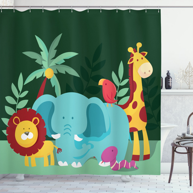 Nursery Jungle Composition Shower Curtain