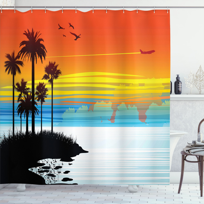 Sunset Sky with Seagulls Shower Curtain