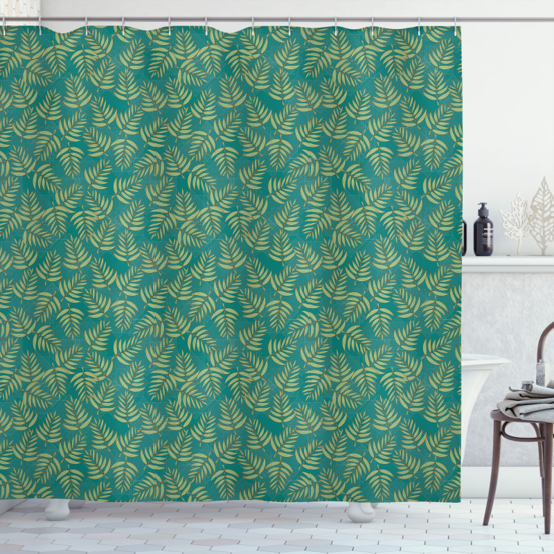 Vintage Color Leaf Pattern Shower Curtain