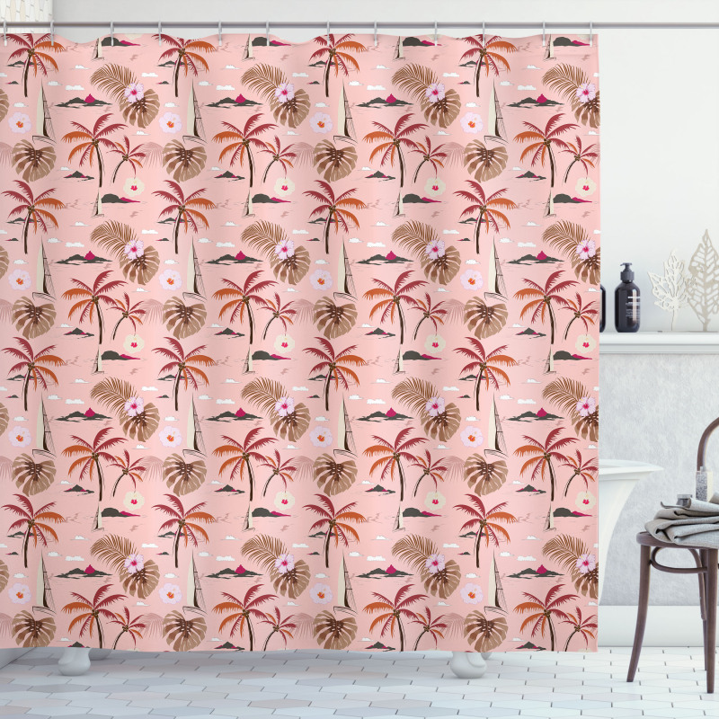 Tropical Blossoms Theme Shower Curtain