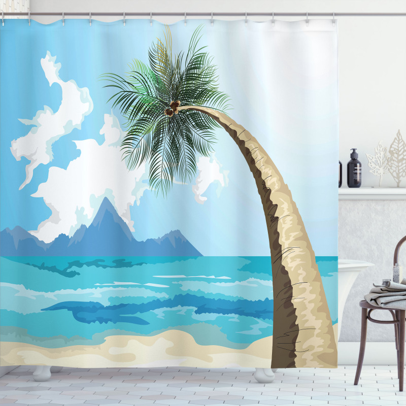 Palm Tree on the Beach Shower Curtain