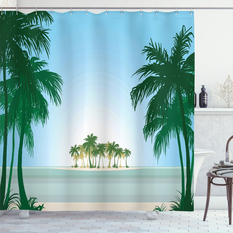 Exotic Palm Tree Beach Shower Curtain