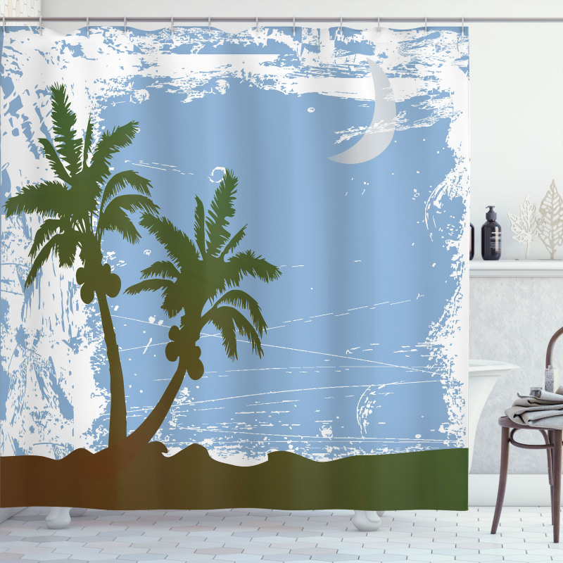 Grunge Island at Night Shower Curtain