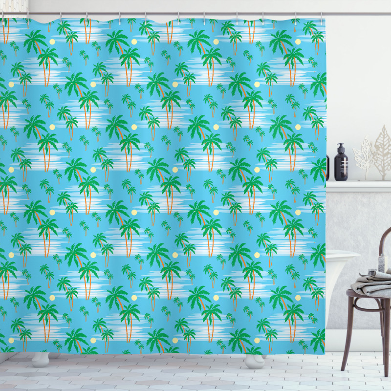Palm Tree with Sun Shower Curtain