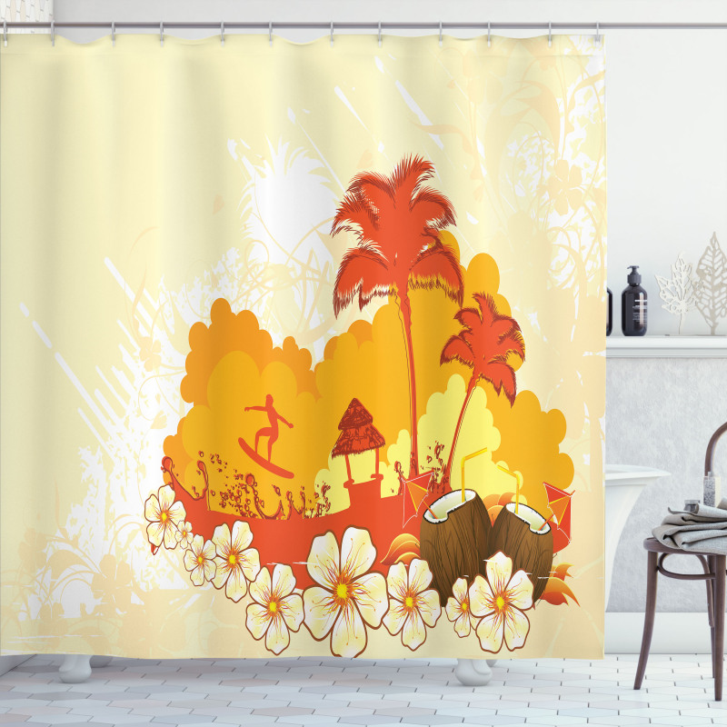 Coconut Cocktails and Palms Shower Curtain