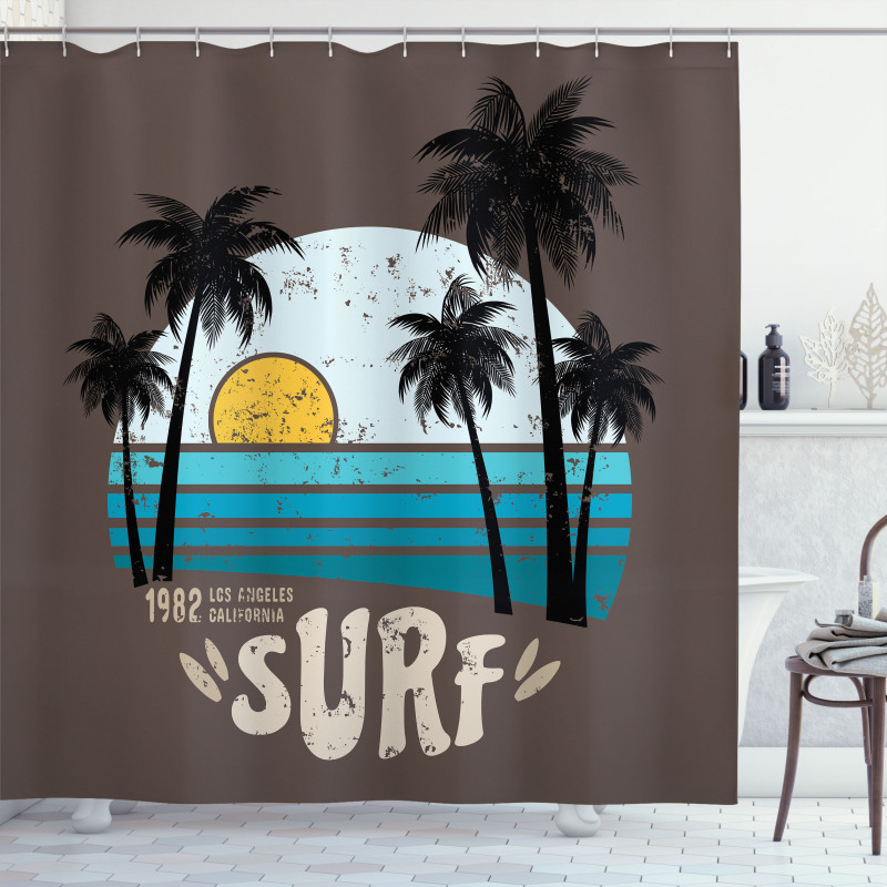 Los Angeles Beach Grunge Shower Curtain