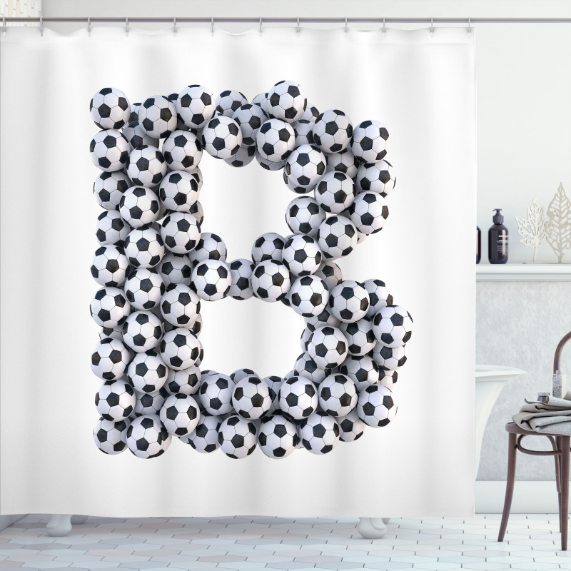 Monochrome Footballs Shower Curtain