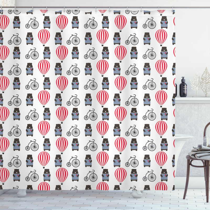 Sad Animal with Balloon Retro Shower Curtain