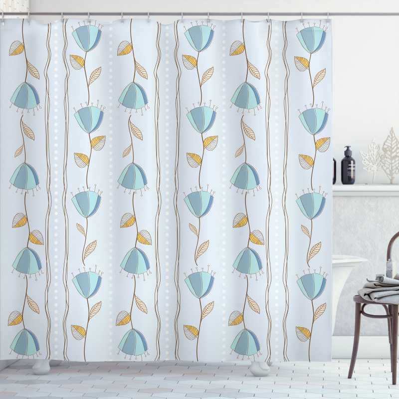 Corsage of Flowers Stripes Shower Curtain