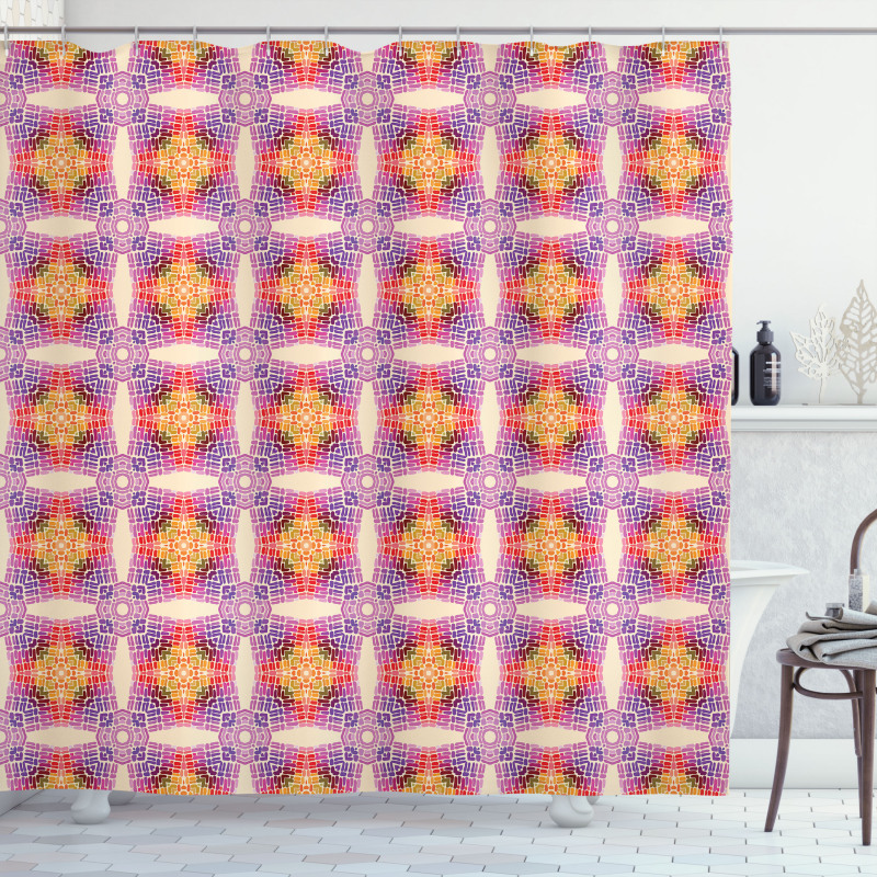 Psychedelic Colorful Grid Shower Curtain