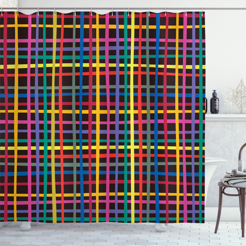 Minimalist Checkered Line Shower Curtain