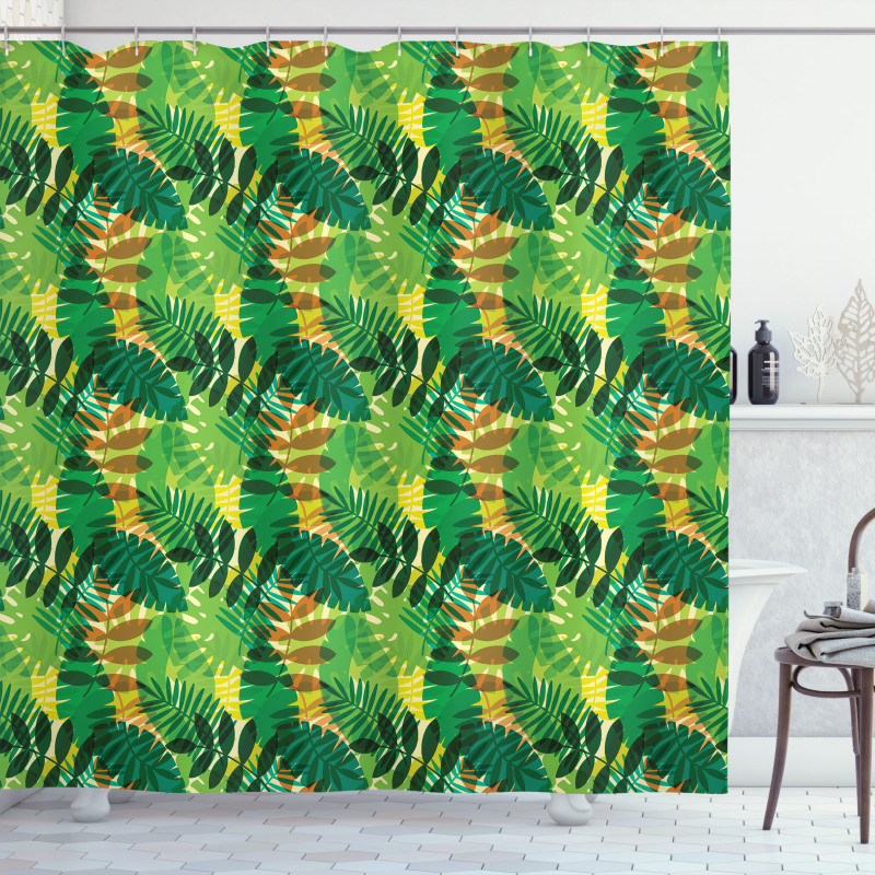 Exotic Palm Leaves Foliage Shower Curtain