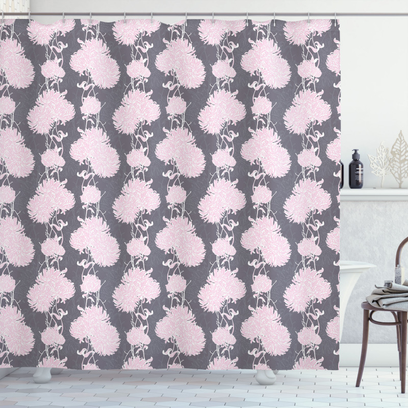 Pink Chrysanthemum Flower Shower Curtain