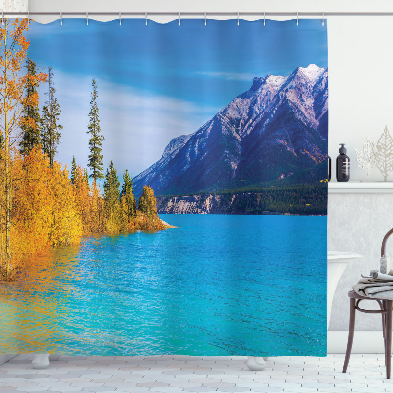 Abraham Lake Mountains Shower Curtain