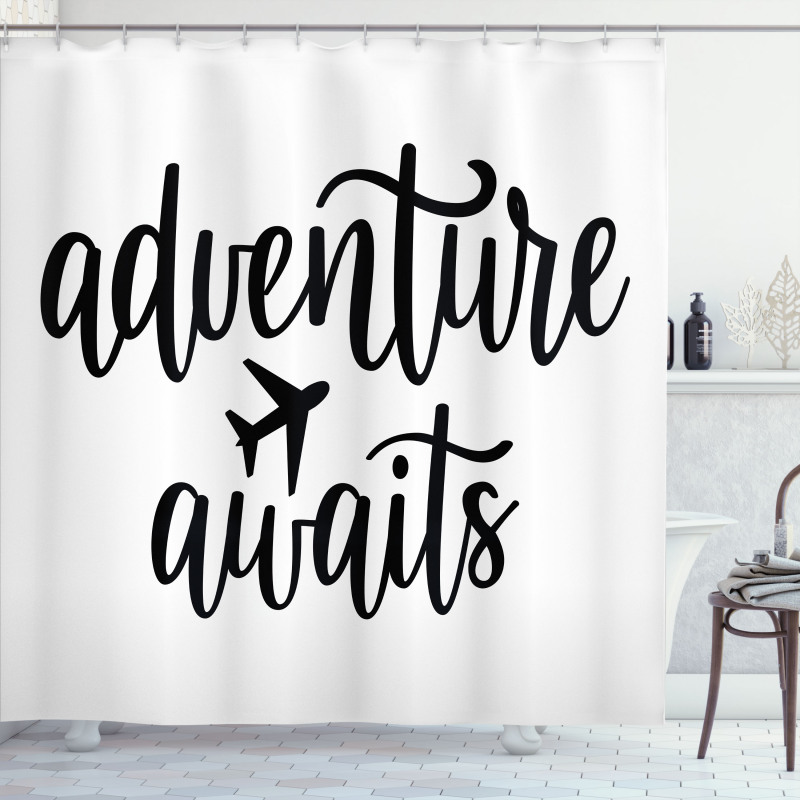 Travel Typography Shower Curtain
