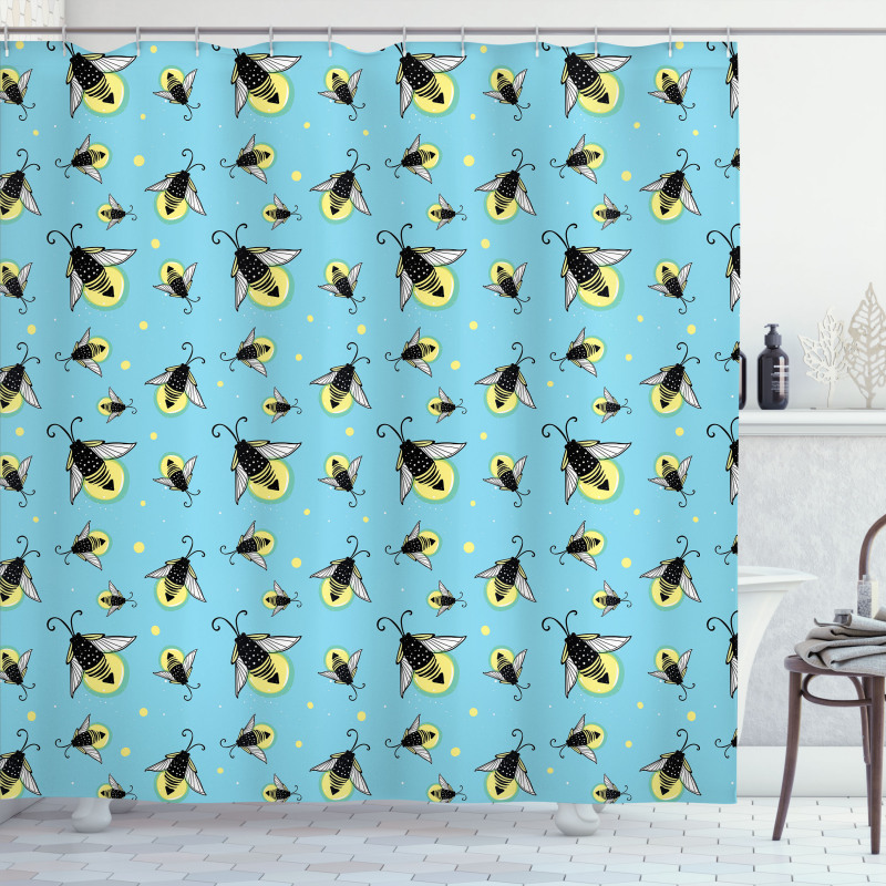 Woodland Bugs with Wings Shower Curtain