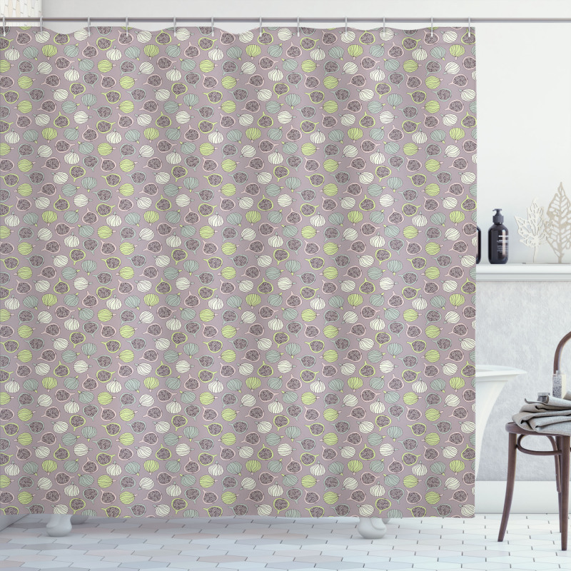 Pastel Sliced Figs with Seeds Shower Curtain
