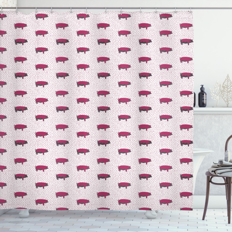 Domestic Swine Pig Sketch Shower Curtain