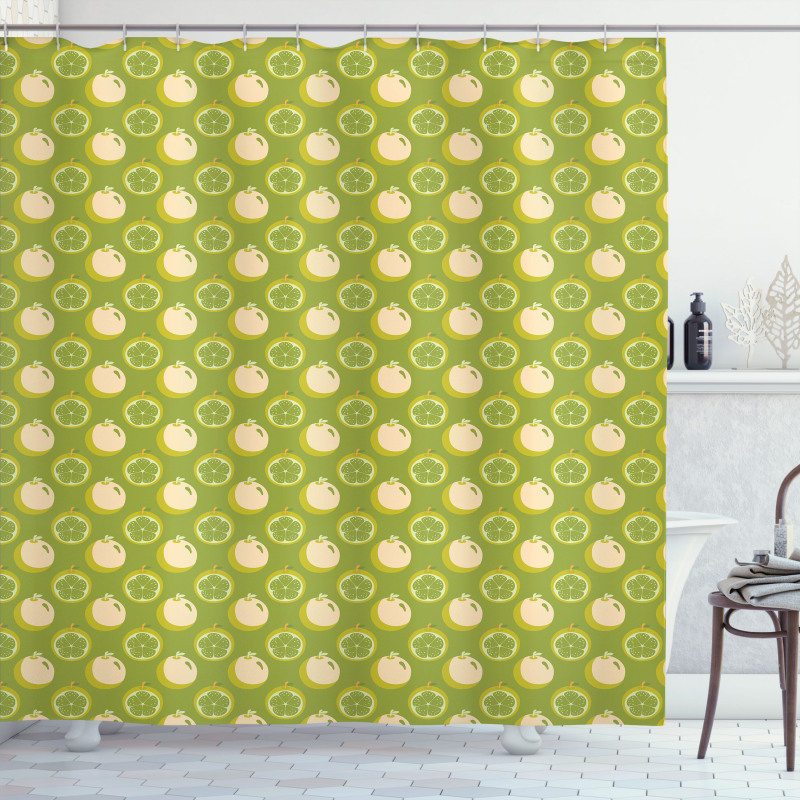 Sliced Fresh Fruits Pattern Shower Curtain