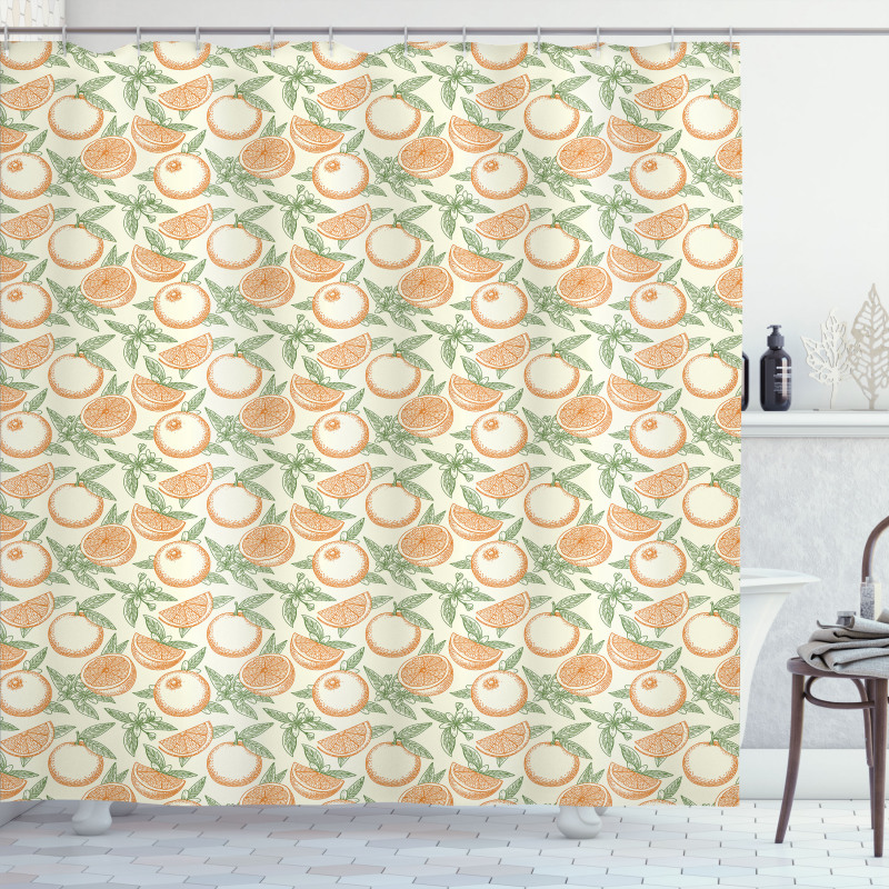 Hand Drawn Leaves and Fruits Shower Curtain