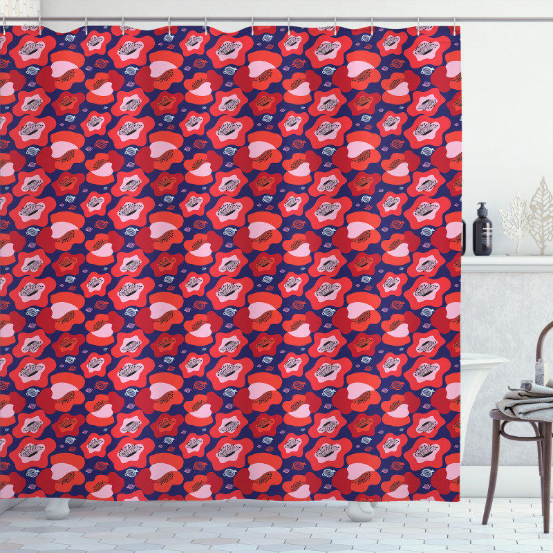 Blossoming Abstract Petals Shower Curtain