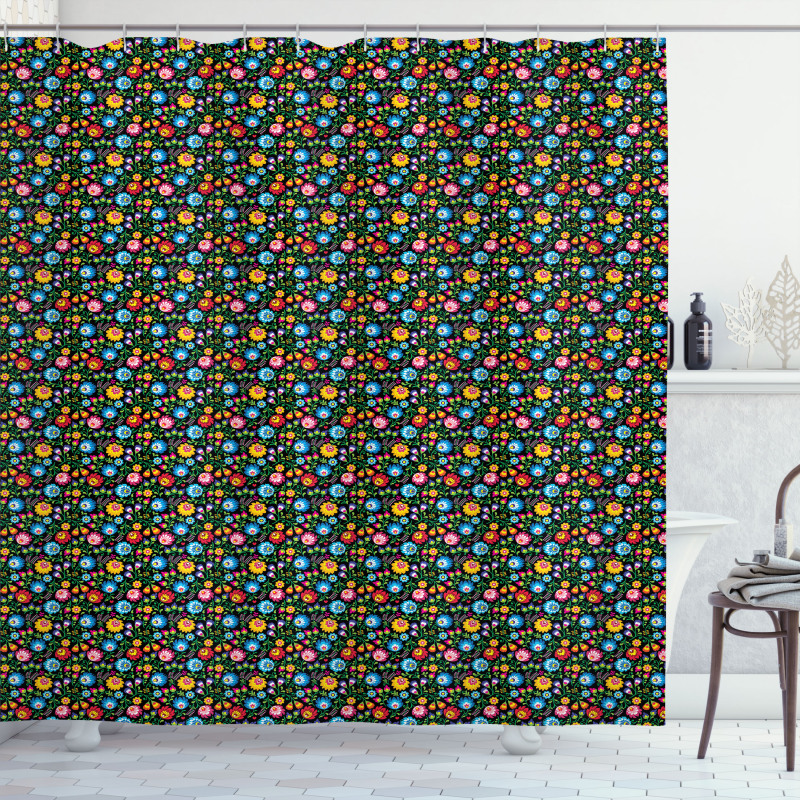 Colorful Blooming Petals Shower Curtain