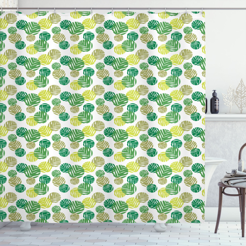 Tropical Green Spring Leaves Shower Curtain