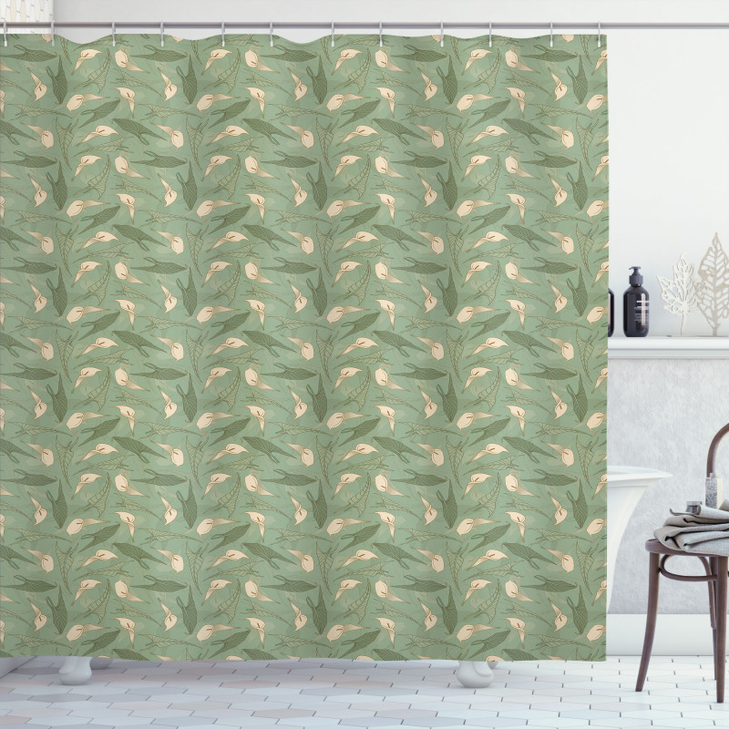 Calla Flowers Green Leaves Shower Curtain