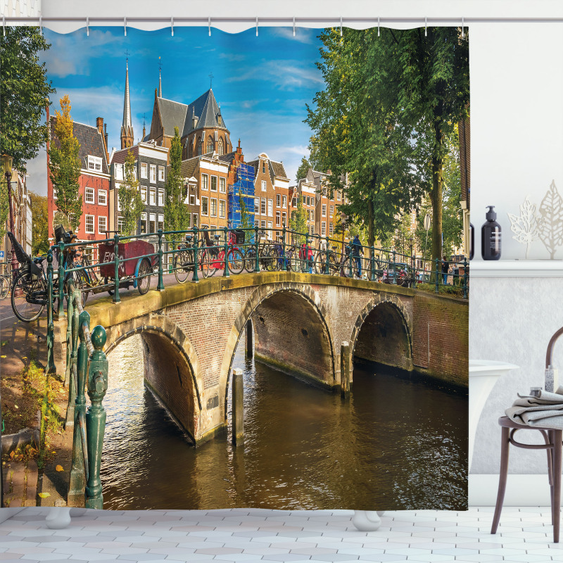 Old Bridge over a Canal Shower Curtain