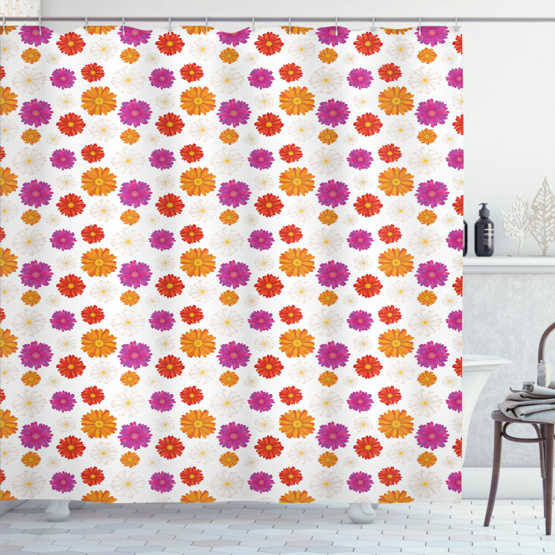 Vibrant Color Blossoms Shower Curtain