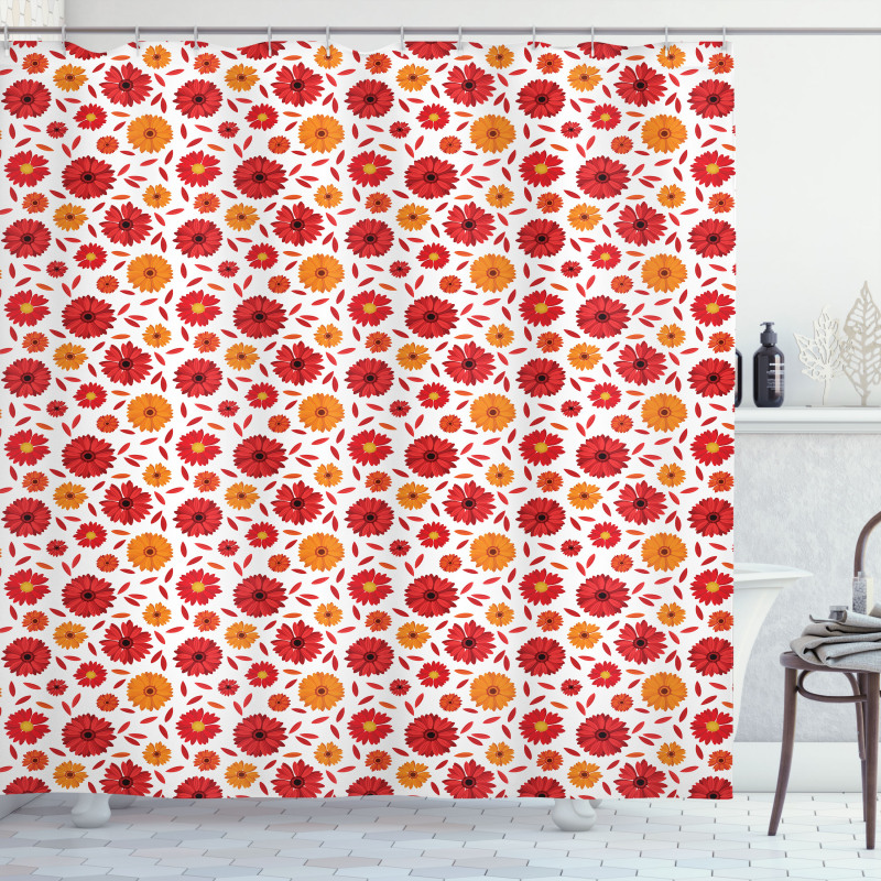 Warm Colored Petals Shower Curtain