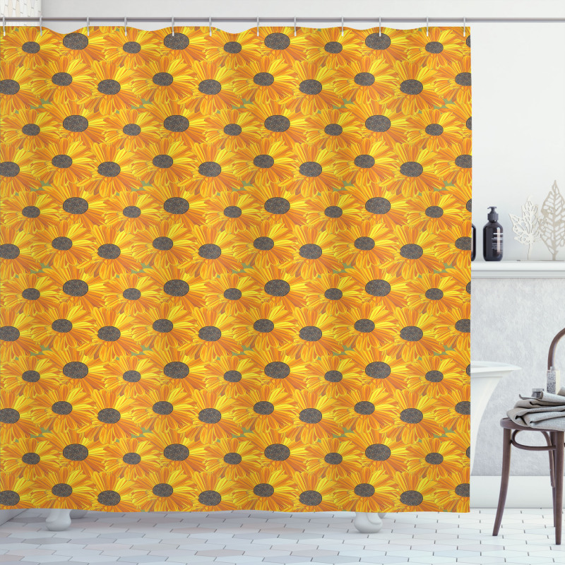 Yellow Orange Petals Shower Curtain