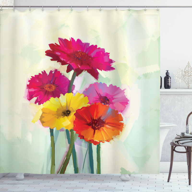 Oil Painting Flowers Shower Curtain