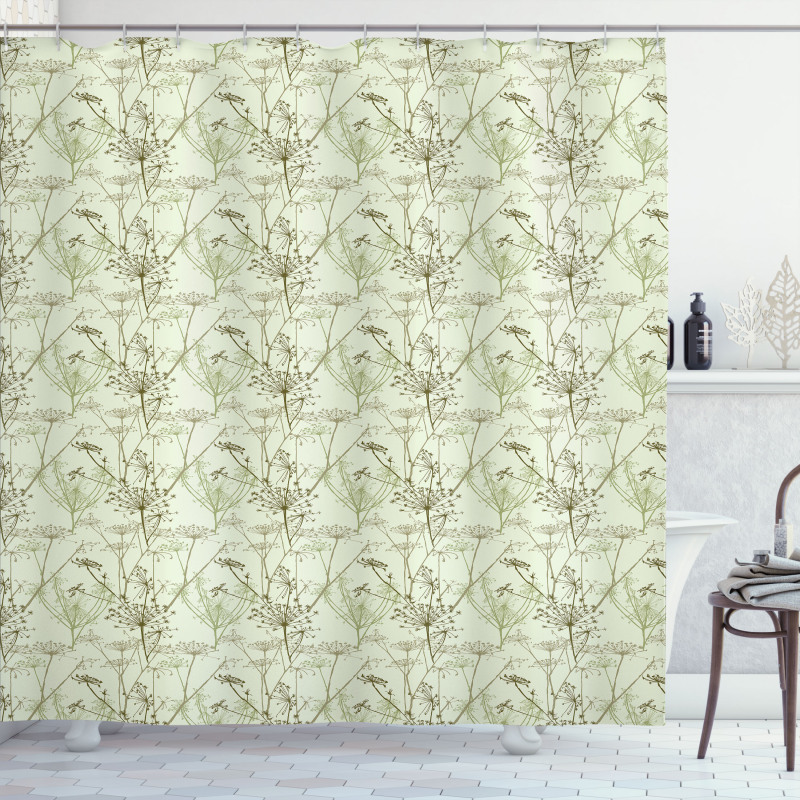 Herbal Elements Botany Motif Shower Curtain