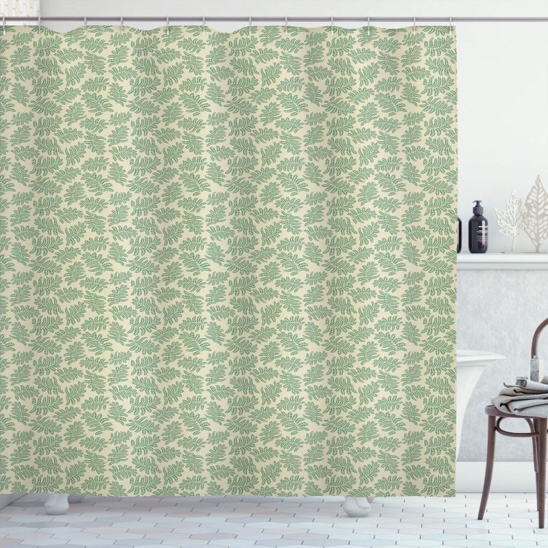 Exotic Foliage on Beige Color Shower Curtain