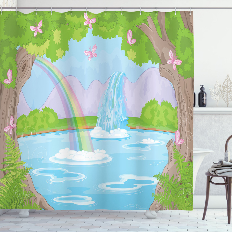 Fairy Landscape Waterfall Shower Curtain