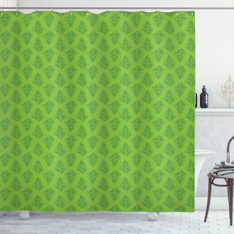 Botanic Composition in Green Shower Curtain