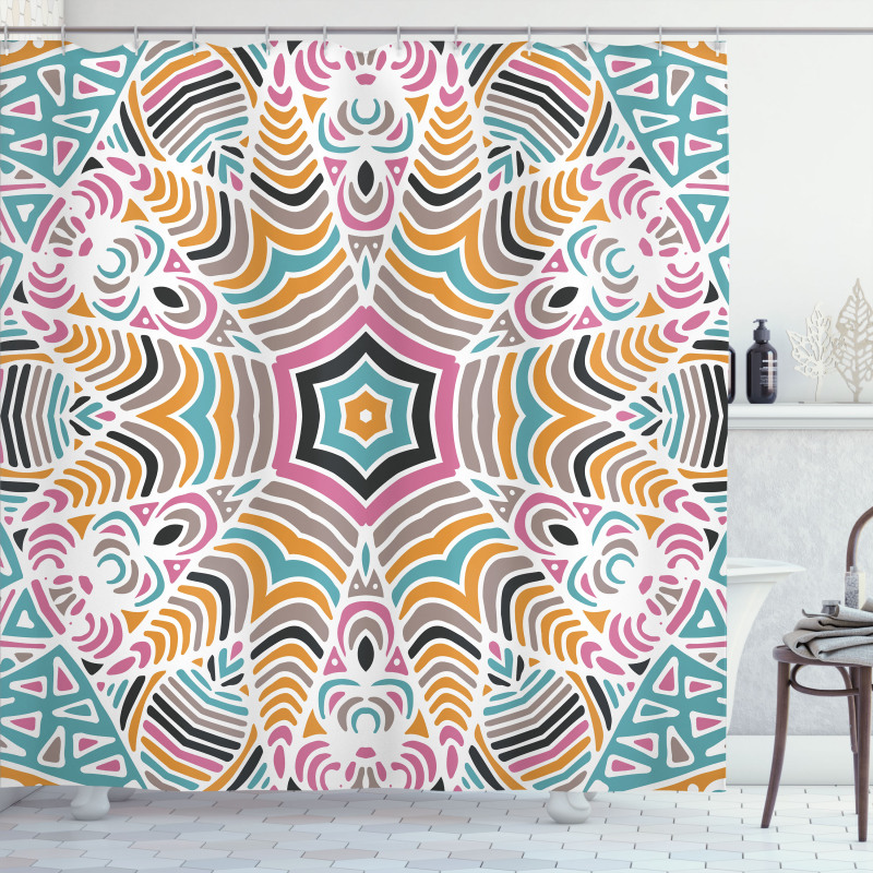 Abstract Floral Art Motif Shower Curtain