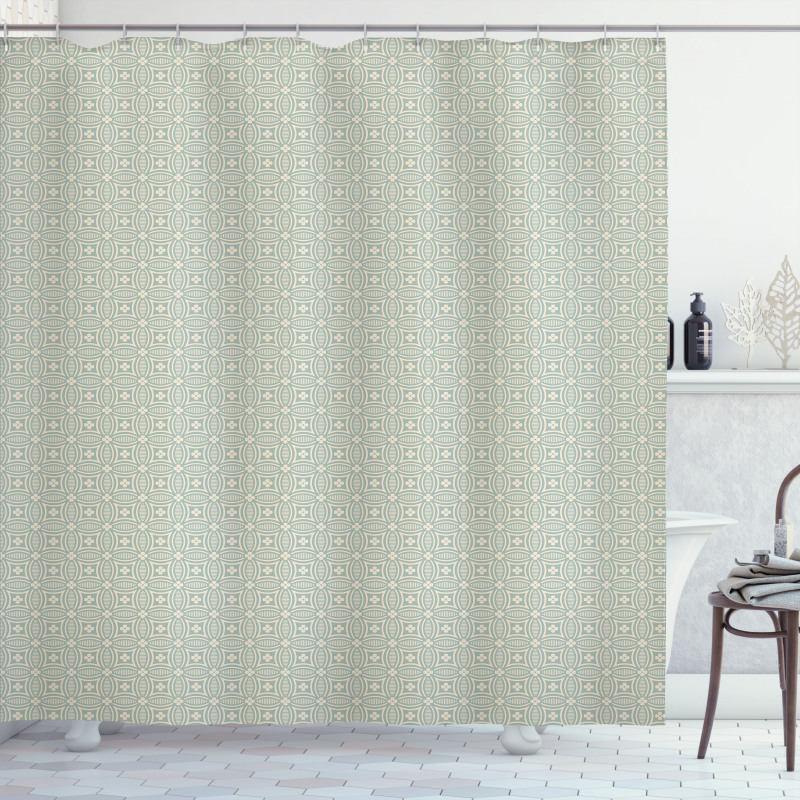 Geometric Elements Flowers Shower Curtain