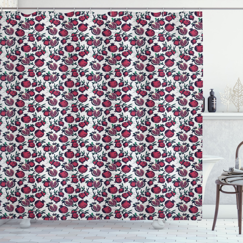 Cut and Whole Pomegranates Shower Curtain