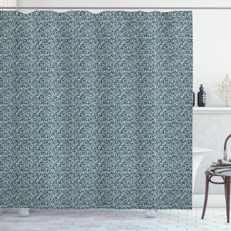 Silhouette Leaves and Stems Shower Curtain