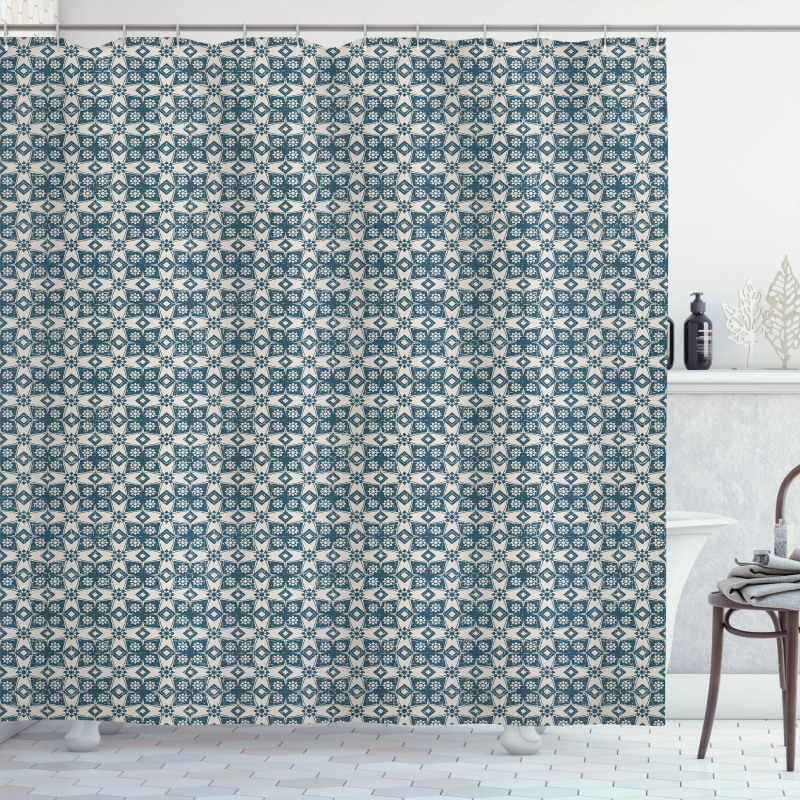 Old Motifs and Star Flowers Shower Curtain