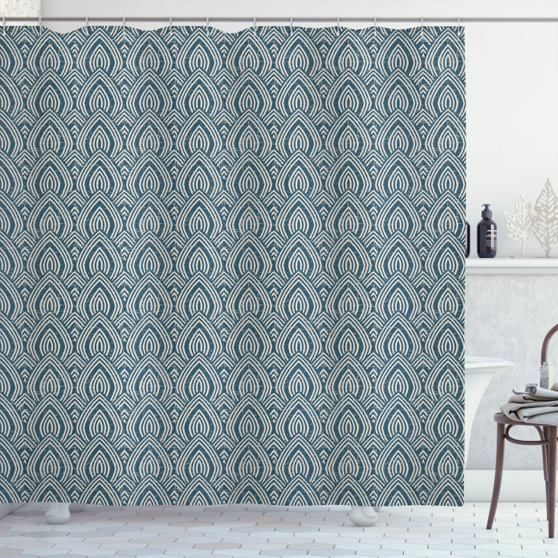 Retro Style Geometry Scales Shower Curtain