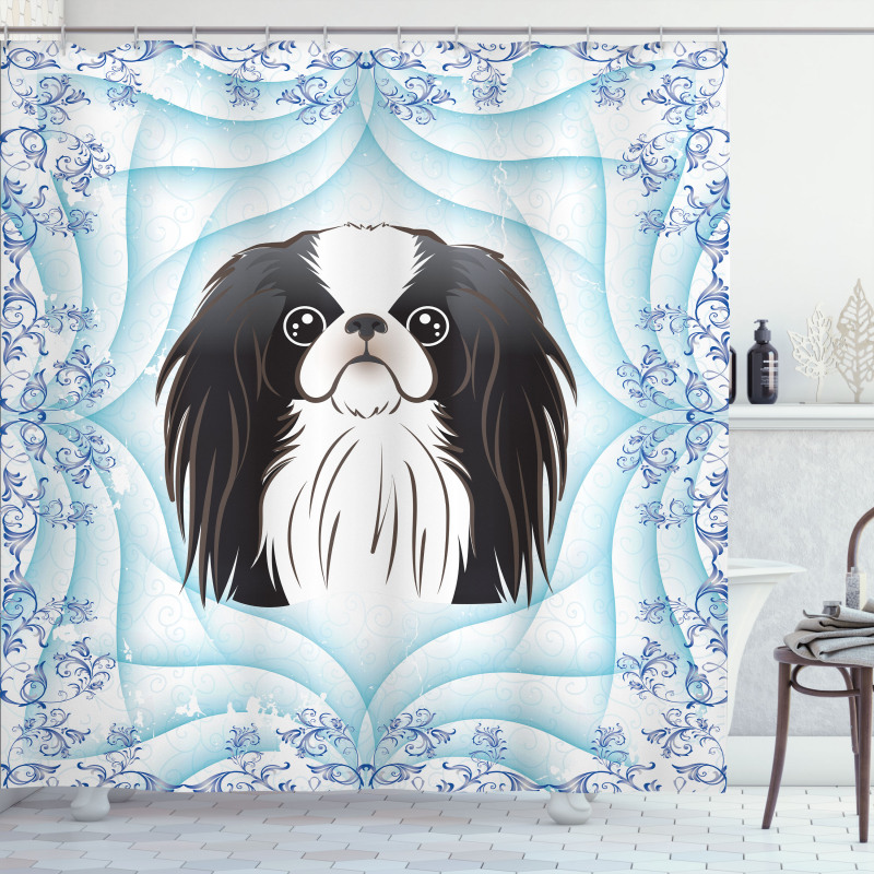 Cartoon Puppy Floral Ornate Shower Curtain